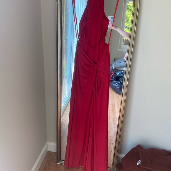 Cherry red evening maxi slit dress - Picture 5 of 5